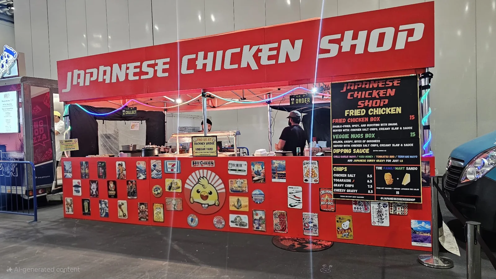 Large Japanese Chicken Shop event stand with multiple serving positions